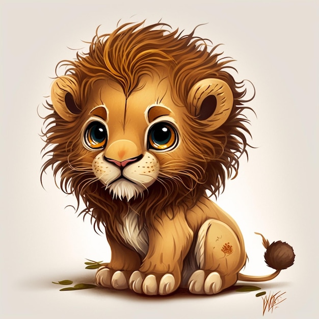 Baby Lion Character Vector Illustration