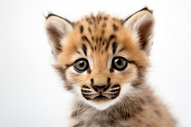 A baby lynx with white background