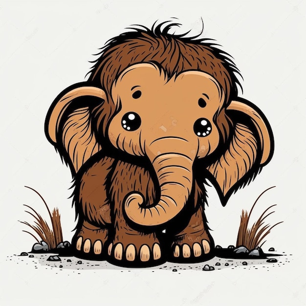 Baby Mammoth Cartoon Character Vector Illustration