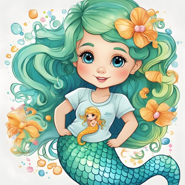 Foto disegno dell'etichetta adesiva baby mermaid