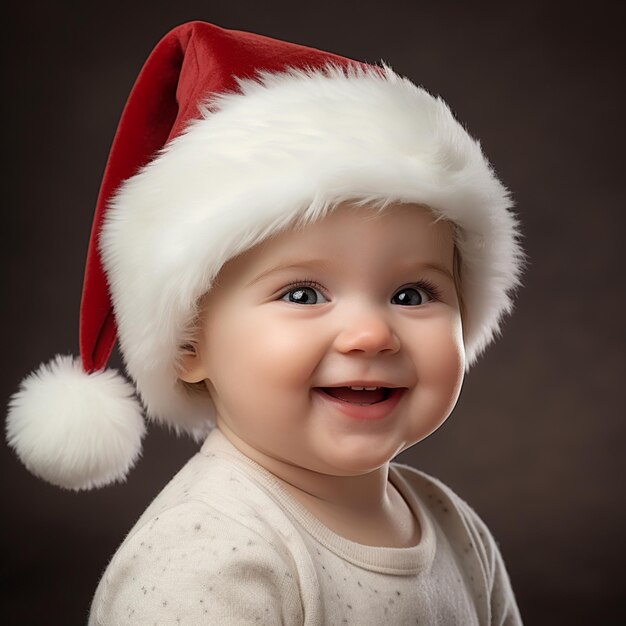 Foto baby met kerstmanhoed generatieve ai