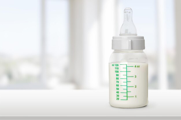 Baby milk bottle close-up view