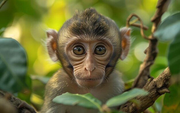 Photo baby monkey in the forest