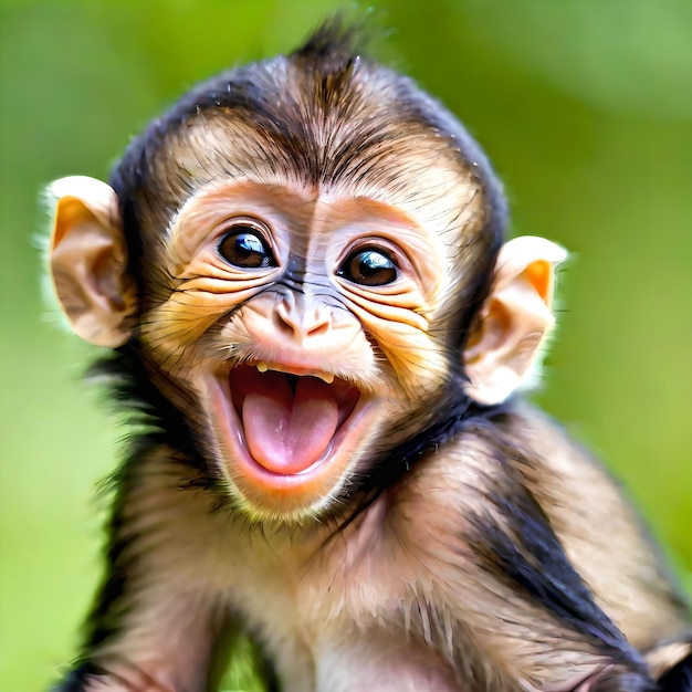 a baby monkey laughing