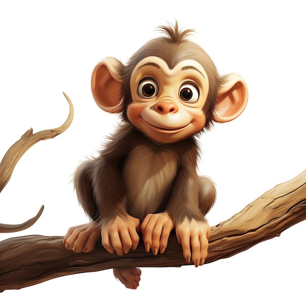 Baby monkey smile on the tree AI generated image