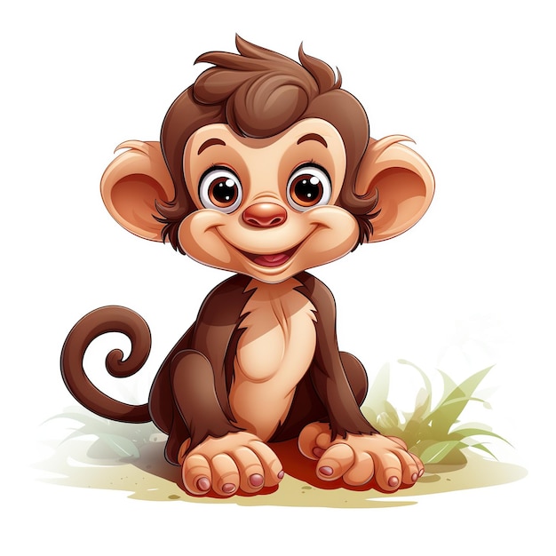 Baby monkey smile on the tree AI generated image