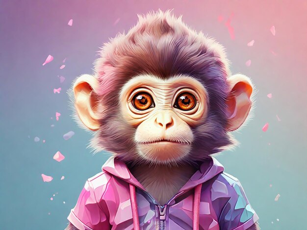 Baby Monkey smiles in a colorful style