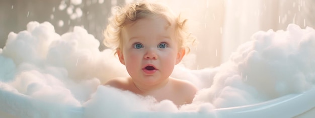 Baby neemt een bubbelbad Generatieve AI Kid