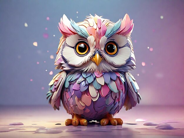 Photo baby owl is smiling in a colorful style