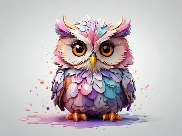 Baby Owl is Smiling in a colorful style