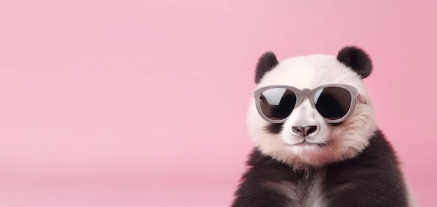 Baby panda zonnebril roze banner Genereer ai