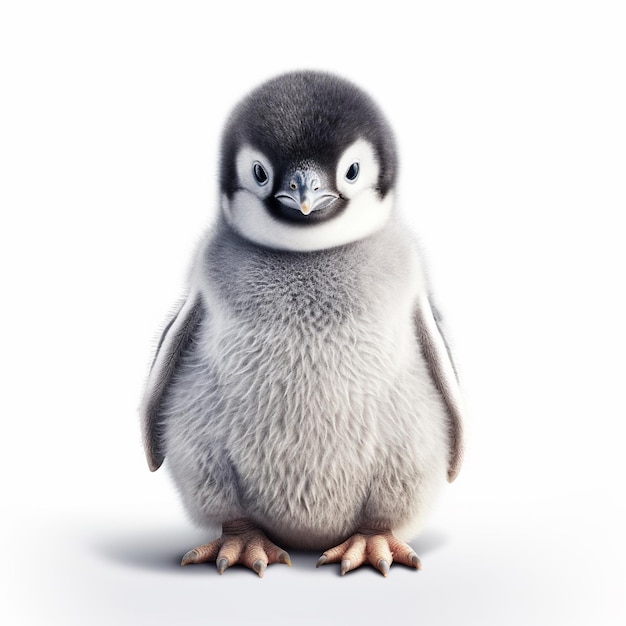 白い背景の赤ちゃんのペンギン