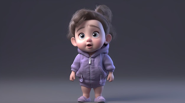 baby in pixar style image standing pose in isolated background