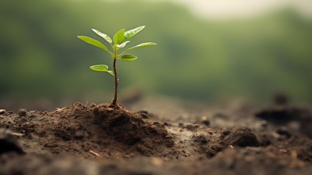 Baby plant growing outside new tree seedling nature concept