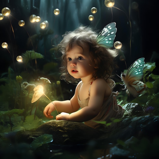 Baby playing in the fairy world