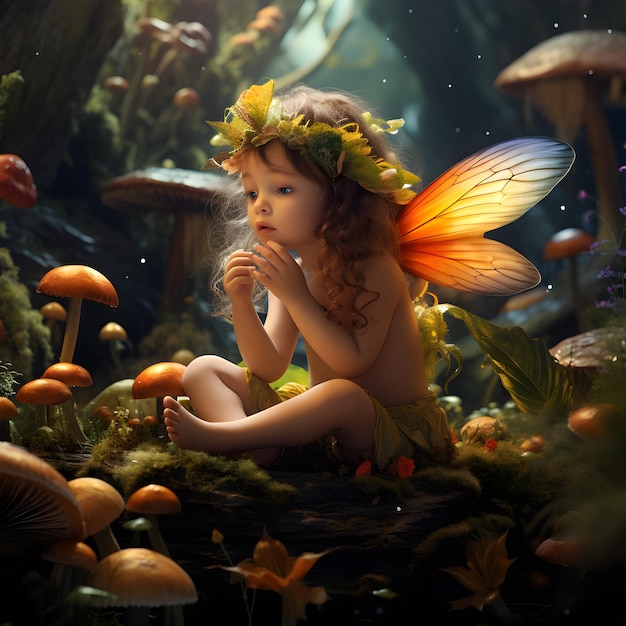 Baby playing in the fairy world