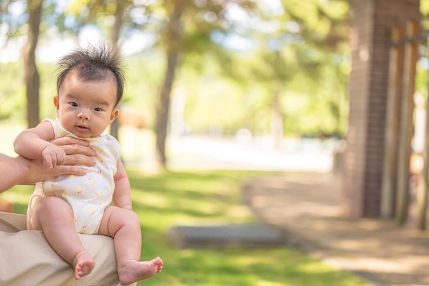 Baby playing in the park