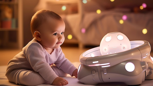 Baby playing with illuminated toy generative AI