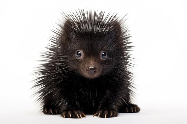 Baby porcupine isolated on a white background