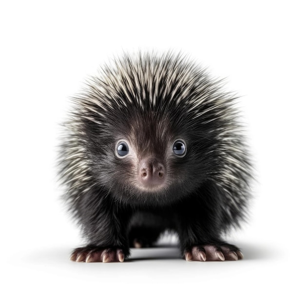 Baby Porcupine isolated on white generative AI