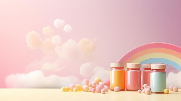 baby products on pastel background