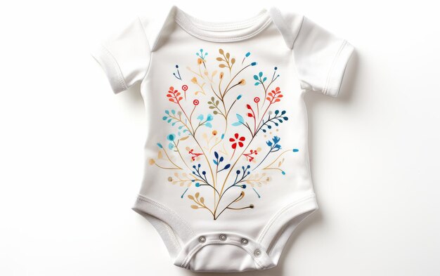 Foto baby romper met bloemen op witte achtergrond