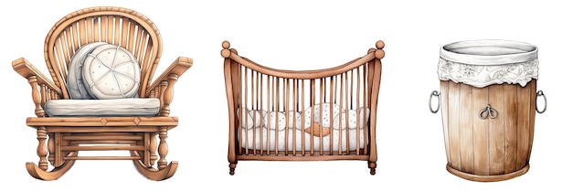 Baby room furniture illustration