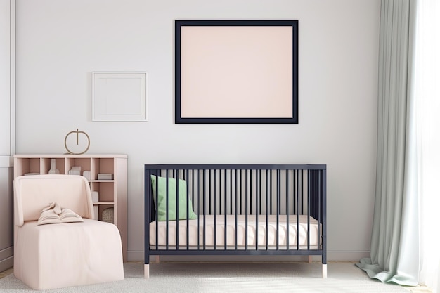 Baby room with frame mock up Generative AI