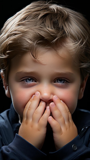 Foto un bambino che si strofinò gli occhi indicando stanchezza