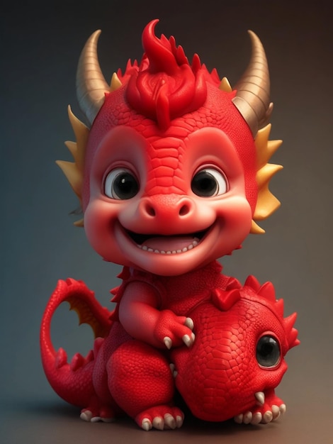 Baby schattige glimlach met rode draak mini