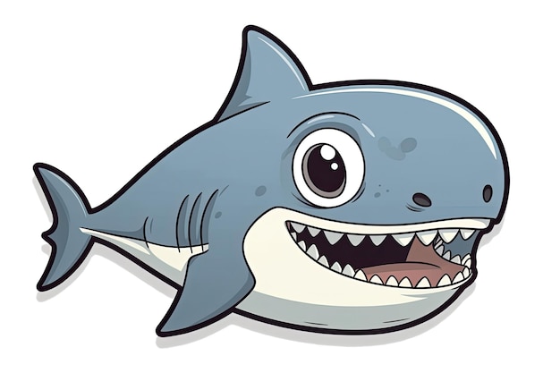 Photo baby shark sticker on isolated tansparent background png logo generative ai