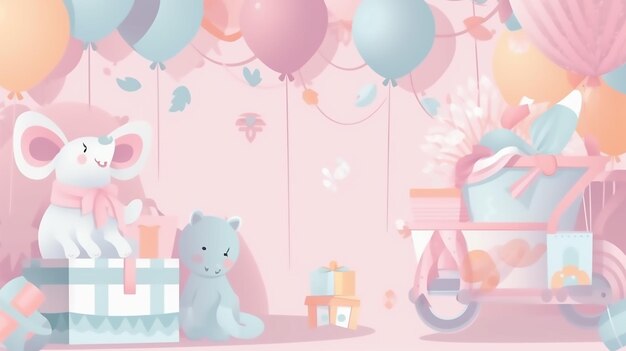 Baby shower background with celebration party real