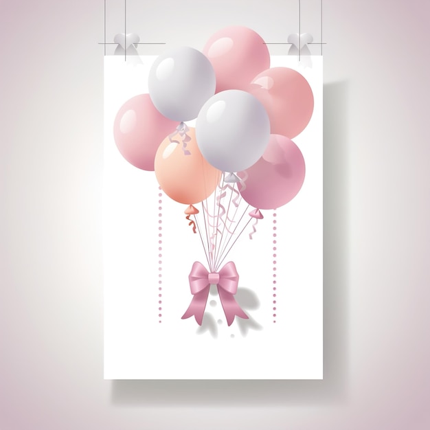 Baby shower banner with cartoon rocket and balloons