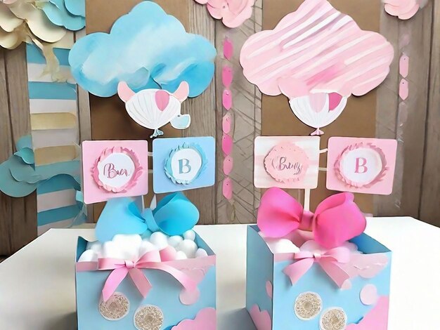 Foto baby shower decoratie geslacht onthullen baby shower kaart feestkunst