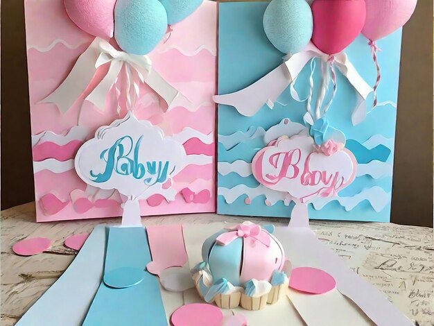 Photo baby shower decoration gender reveal baby shower card party art