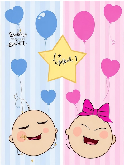 Baby shower decoration gender reveal baby shower card party art