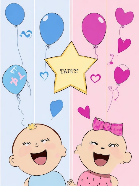 Baby shower decoration gender reveal baby shower card party art