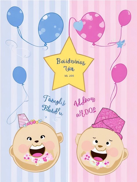 Baby shower decoration gender reveal baby shower card party art