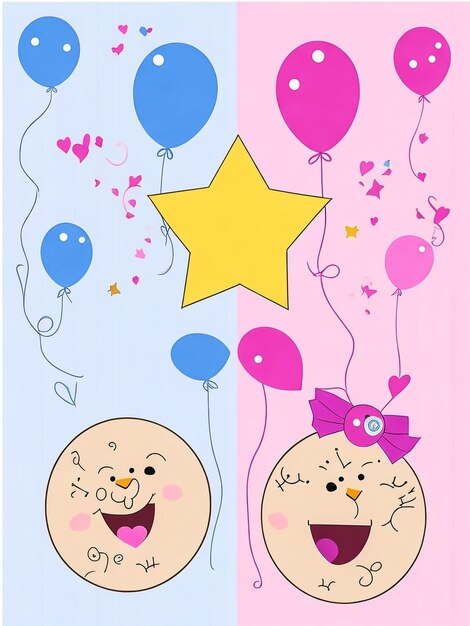 Baby shower decoration gender reveal baby shower card party art