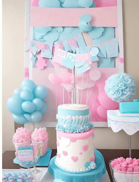 Baby shower decoration gender reveal baby shower card party art