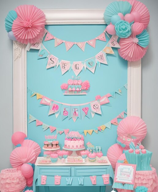 Baby shower decoration gender reveal baby shower card party art