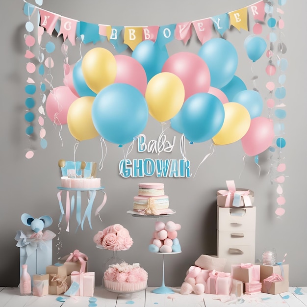 Baby shower decoration gender reveal baby shower card party art
