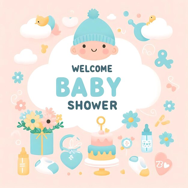 Photo a baby shower poster with a baby shower and baby shower