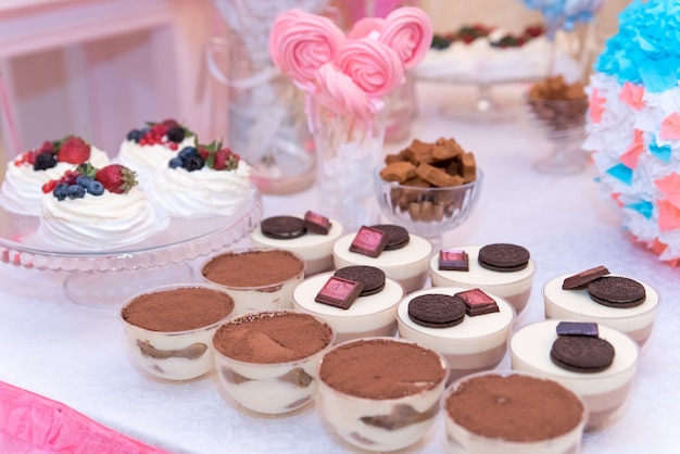 Baby shower and sweets on the table