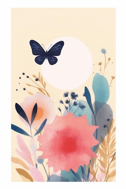 분홍색과 파란색 꽃을 갖춘 흰색 배경에 베이비 샤워 카드