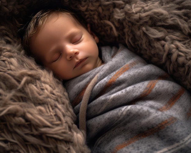 a baby sleeping in a blanket