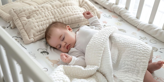 Photo a baby sleeping peacefully in a crib