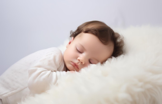 Baby sleeping on white pillow