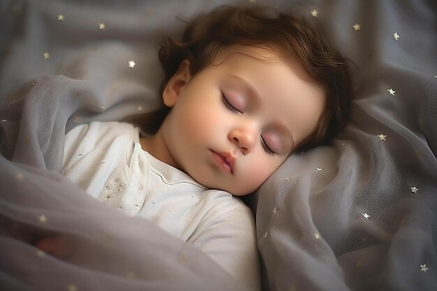 Photo a baby sleeping with a white shirt that says  baby