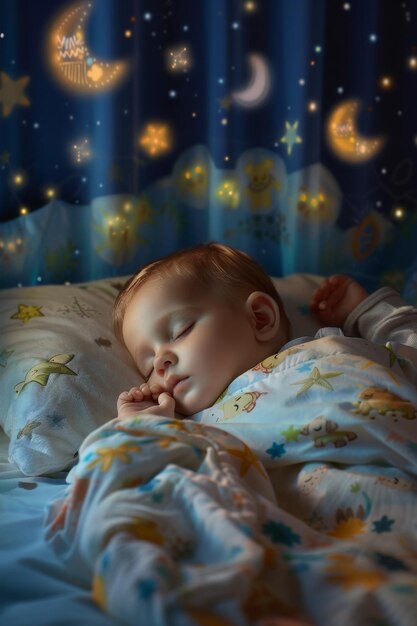 Photo baby sleeps in the clouds generative ai